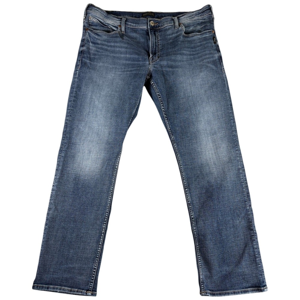 Silver Jeans Co. Grayson Straight Leg Mens 40x32 Blue Denim Washed Rugged Casual